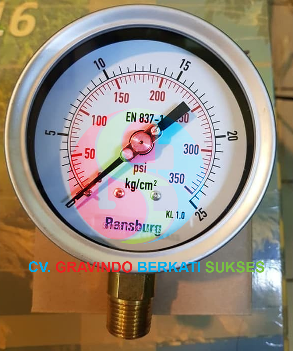 Pressure Gauge Ransburg 2 1/2 Inch X1/4 Brass Npt 60 Bar